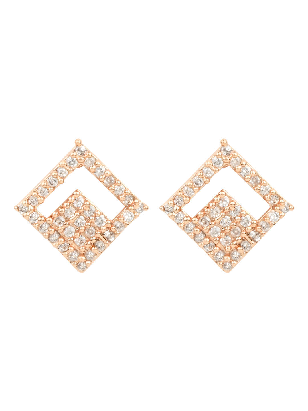 Women's I Jewels Valentine'S Special Rose Gold Plated Square Studs Earrings (E2975)