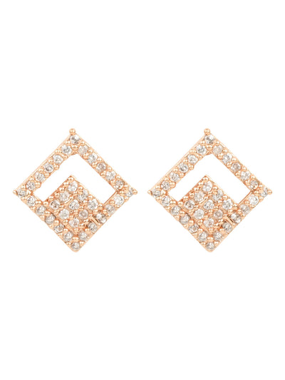 Women's I Jewels Valentine'S Special Rose Gold Plated Square Studs Earrings (E2975)
