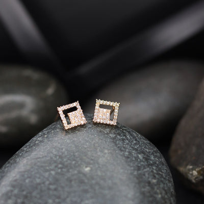 Women's I Jewels Valentine'S Special Rose Gold Plated Square Studs Earrings (E2975)