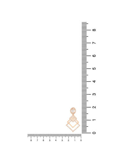 Women's I Jewels Valentine'S Special Rose Gold Plated & White Ad Studded Drop Earrings (E2977)