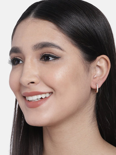 Women's I Jewels Valentine'S Special Rose Gold-Plated Contemporary Ad Studs Earrings (E2978)