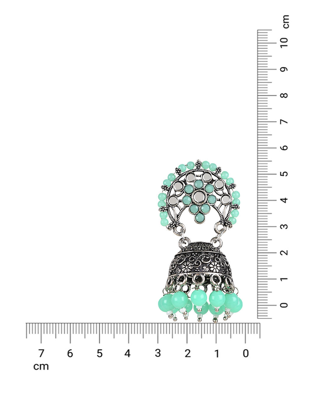 Women's 18K Silver Oxidised Traditional Kundan & Stone Studded Jhumka Earrings (E3061Zmin)