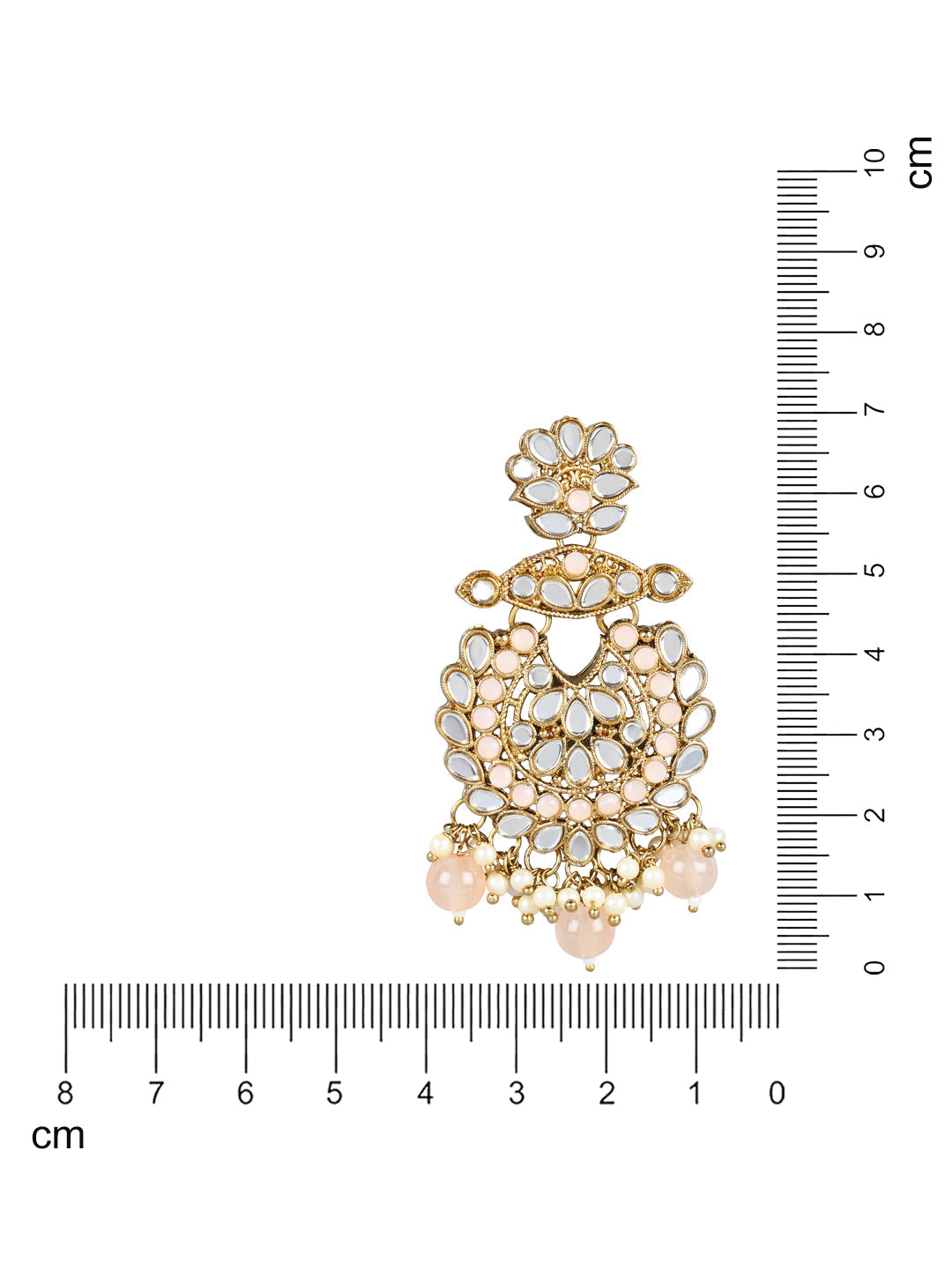 Women's 18K Gold Plated Traditional Kundan & Stone Studded Chandbali Earrings (E3080Pe)