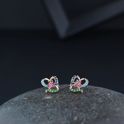 Women's Silver Plated Glittering Crystal Ad Stone Studs Earrings (E3071Zg)