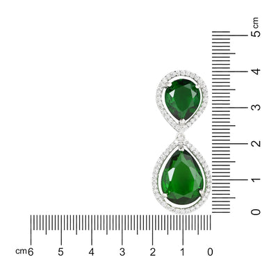 Women's 18K Silver Plated Green Cz & American Diamond Stone Studded Beautiful Earrings