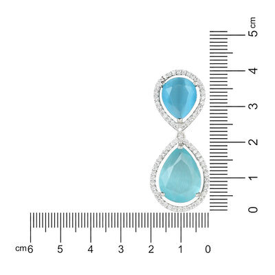 Women's 18K Silver Plated Blue Cz & American Diamond Stone Studded Beautiful Earrings