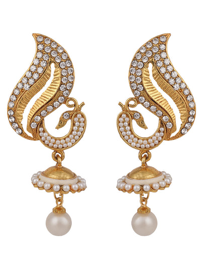 Women's Peacock Shape Gold Tone Stylish Meenakari Jhumka Earring
