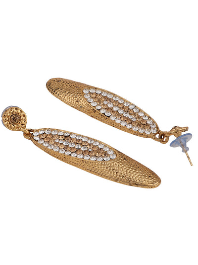 Women's Gold Plated Stone Studded Stylish White & LCT Drop Earring