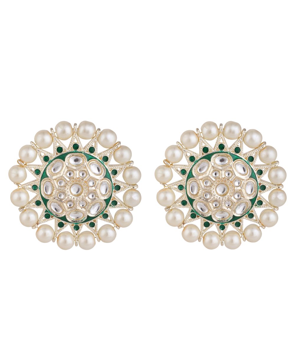 Women's Kundan and Pearl Studded Style Statement Studs