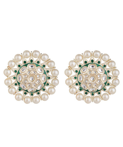 Women's Kundan and Pearl Studded Style Statement Studs