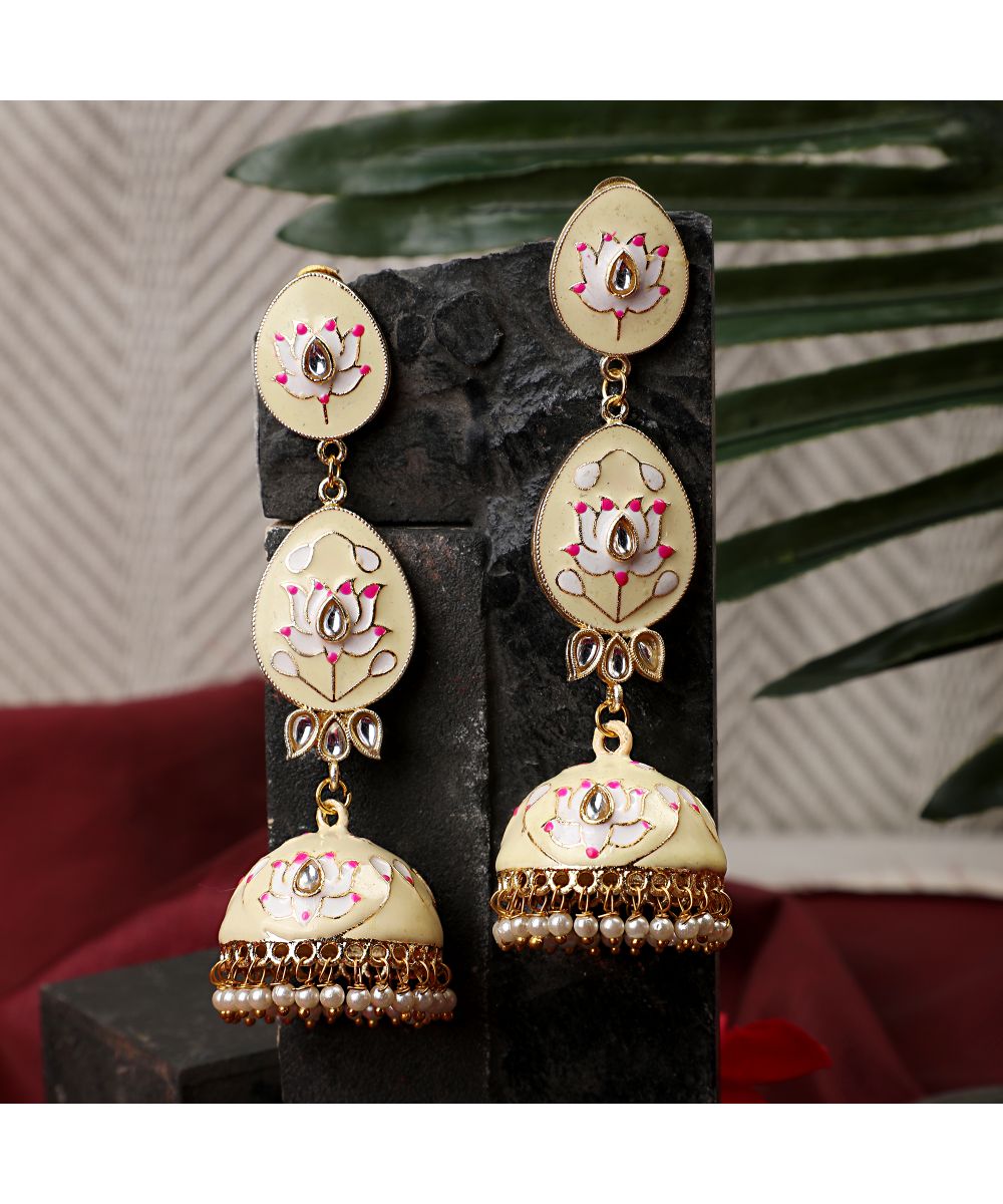 Women's Enameled Dangle and Drop Jhumka Earring