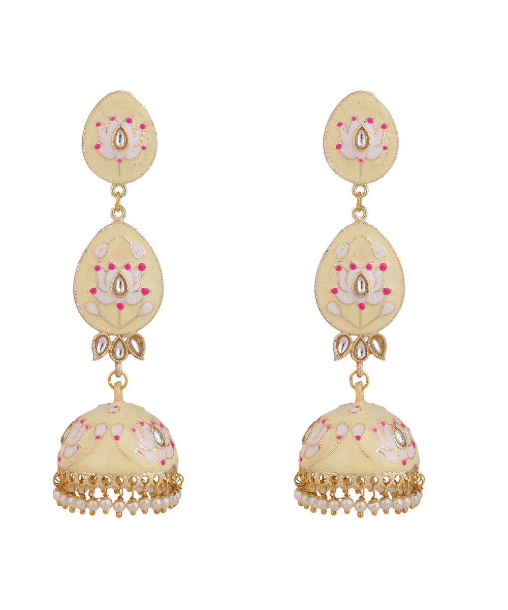 Women's Enameled Dangle and Drop Jhumka Earring