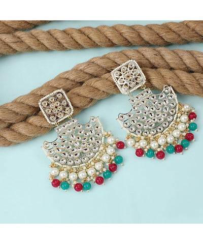 Women's Ethnic Kundan and Pearl Studded Multicolored Style Statement