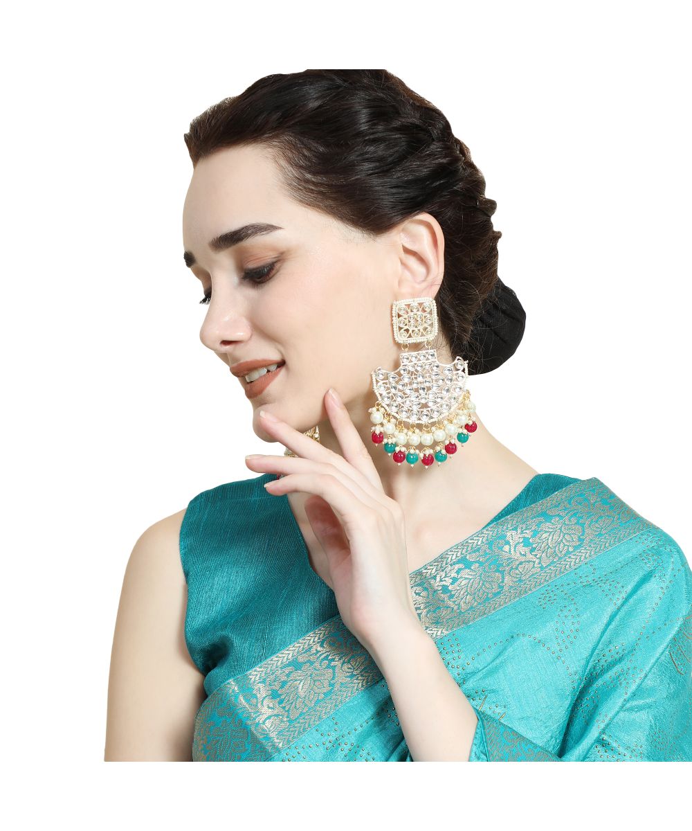 Women's Ethnic Kundan and Pearl Studded Multicolored Style Statement
