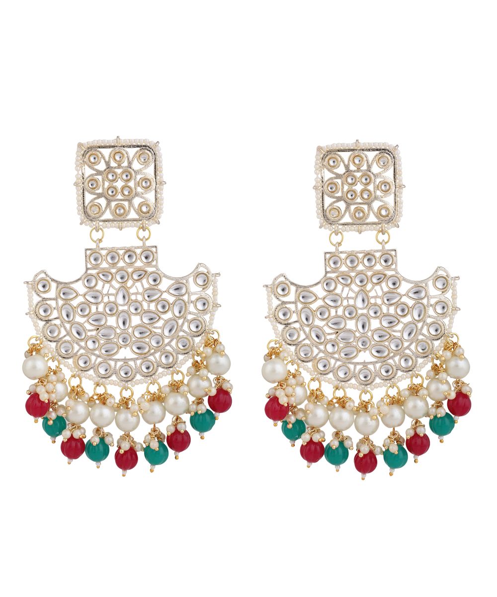 Women's Ethnic Kundan and Pearl Studded Multicolored Style Statement