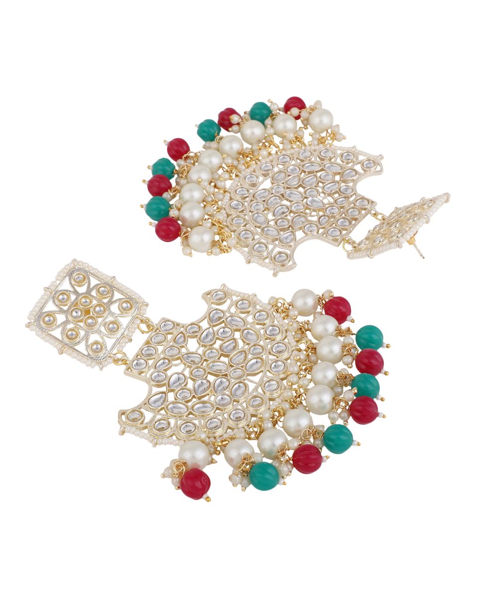 Women's Ethnic Kundan and Pearl Studded Multicolored Style Statement