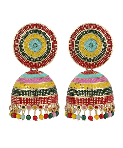 Women's Enameled Multicolor Statement Jhumka Earring