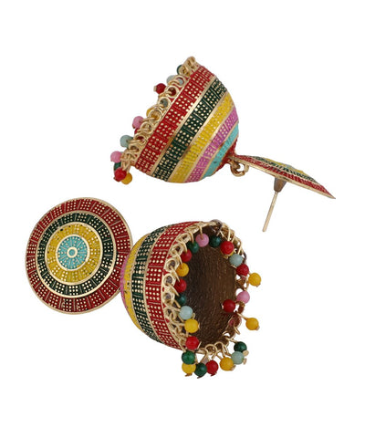 Women's Enameled Multicolor Statement Jhumka Earring
