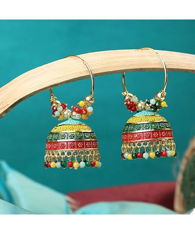 Women's Classic Multicolor Hoop Jhumka Earring