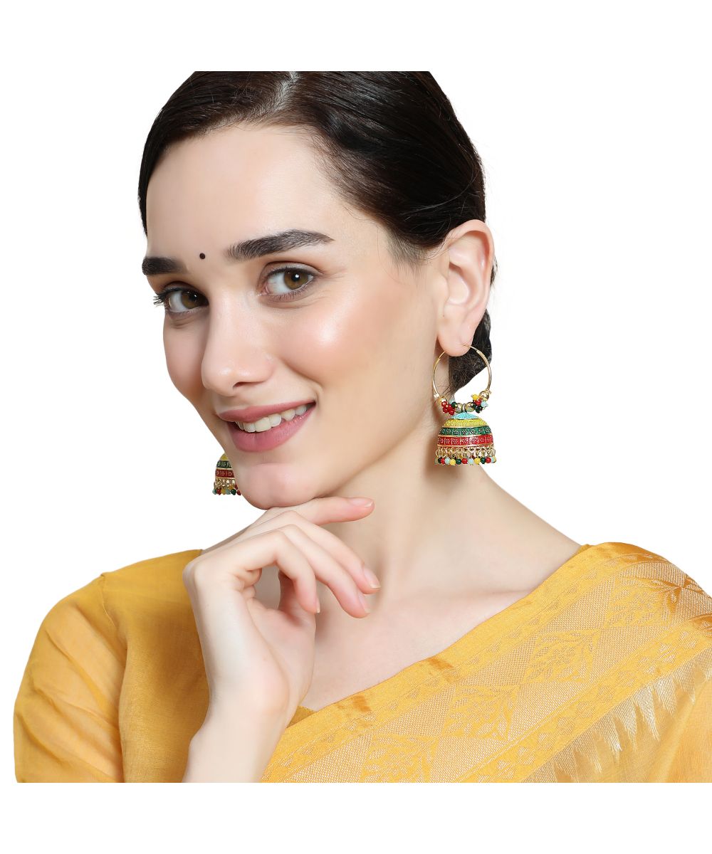 Women's Classic Multicolor Hoop Jhumka Earring
