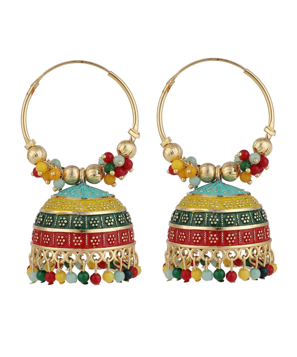 Women's Classic Multicolor Hoop Jhumka Earring