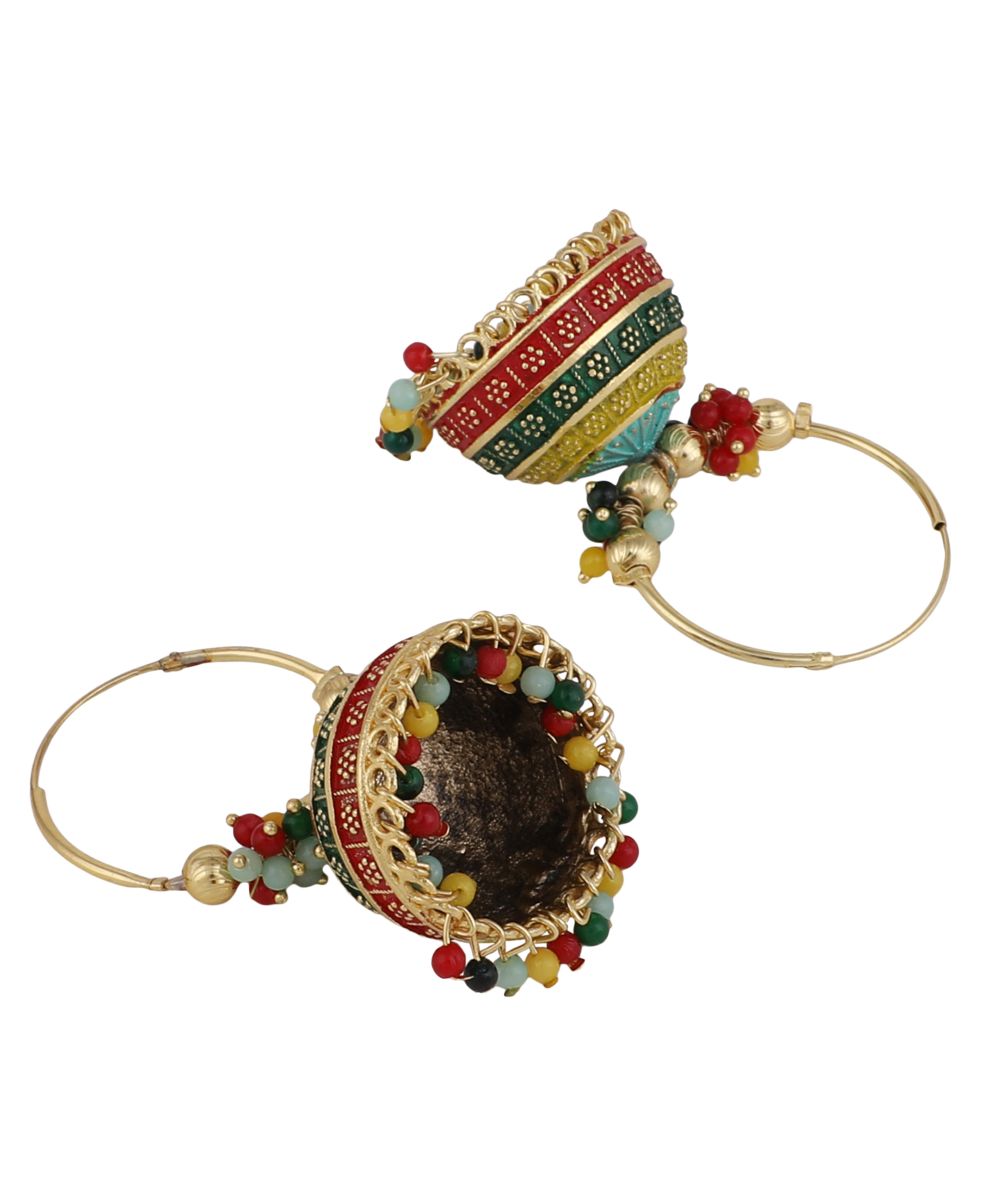 Women's Classic Multicolor Hoop Jhumka Earring