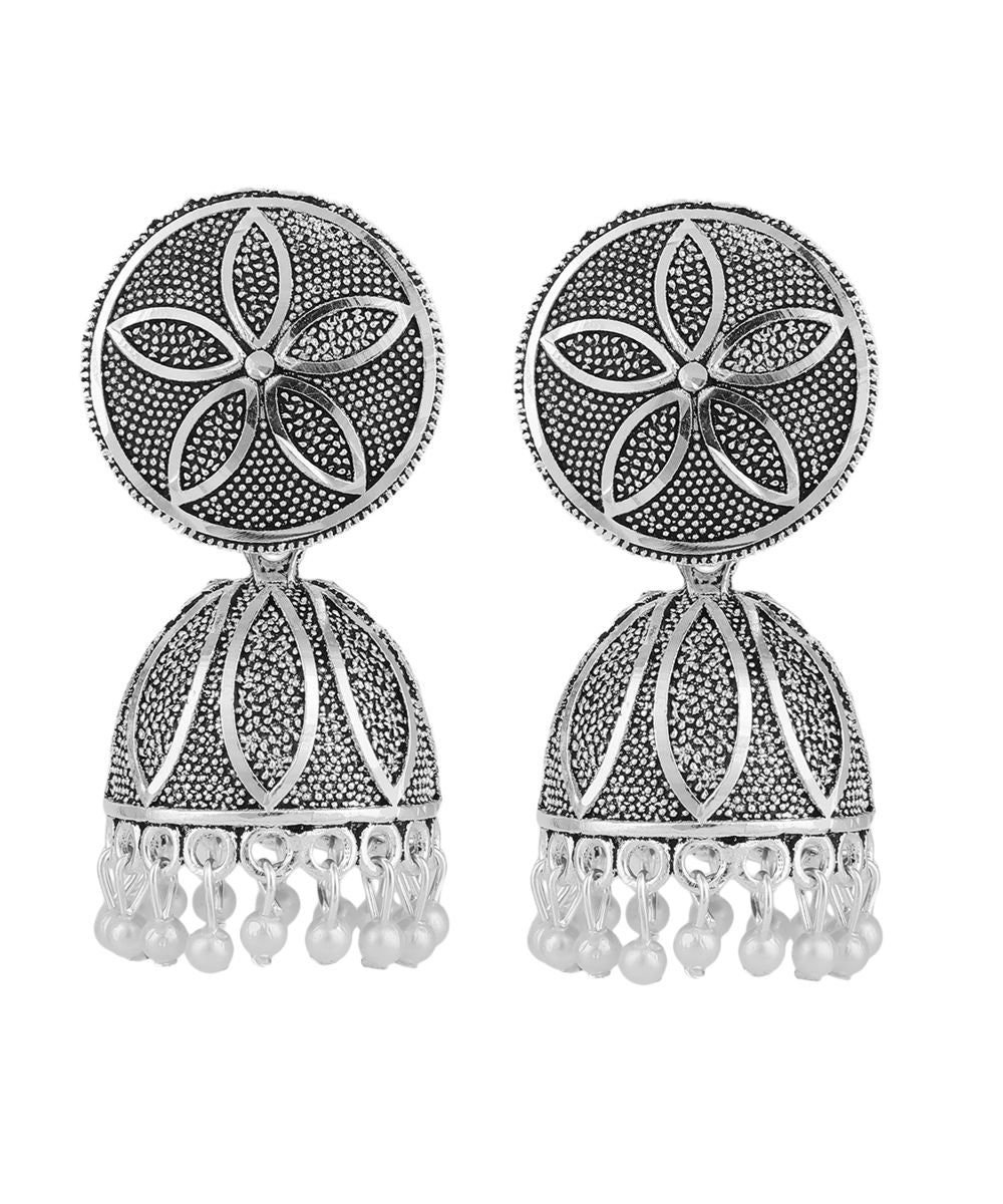 Women's Classic Silver Plated Metallic Plated Jhumka Earring