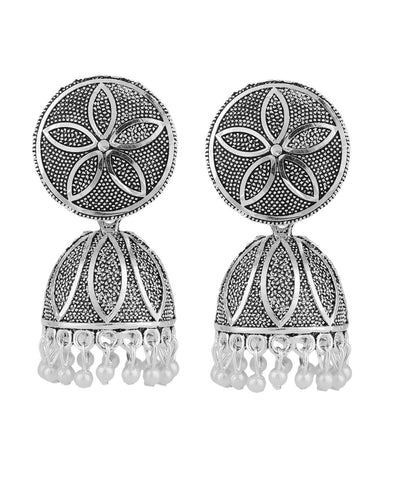 Women's Classic Silver Plated Metallic Plated Jhumka Earring