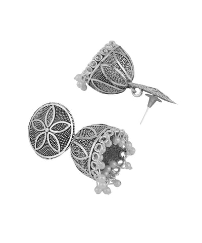 Women's Classic Silver Plated Metallic Plated Jhumka Earring