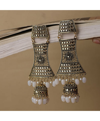 Women's Antique Gold Dangle Drop Statement Jhumka Earring