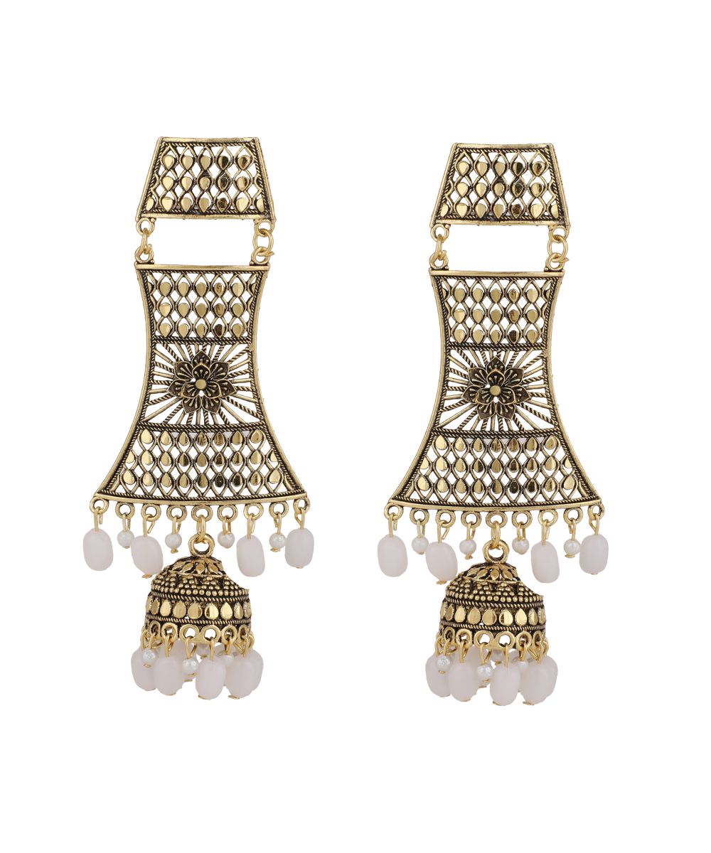 Women's Antique Gold Dangle Drop Statement Jhumka Earring