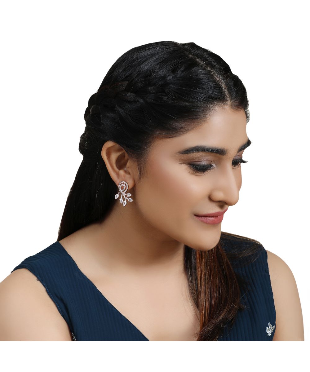 Women's American Diamond Statement Rose Gold Stud Earring