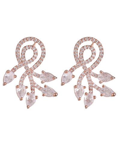 Women's American Diamond Statement Rose Gold Stud Earring