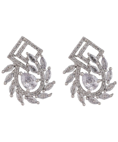Women's American Diamond Statement Silver Stud Earring