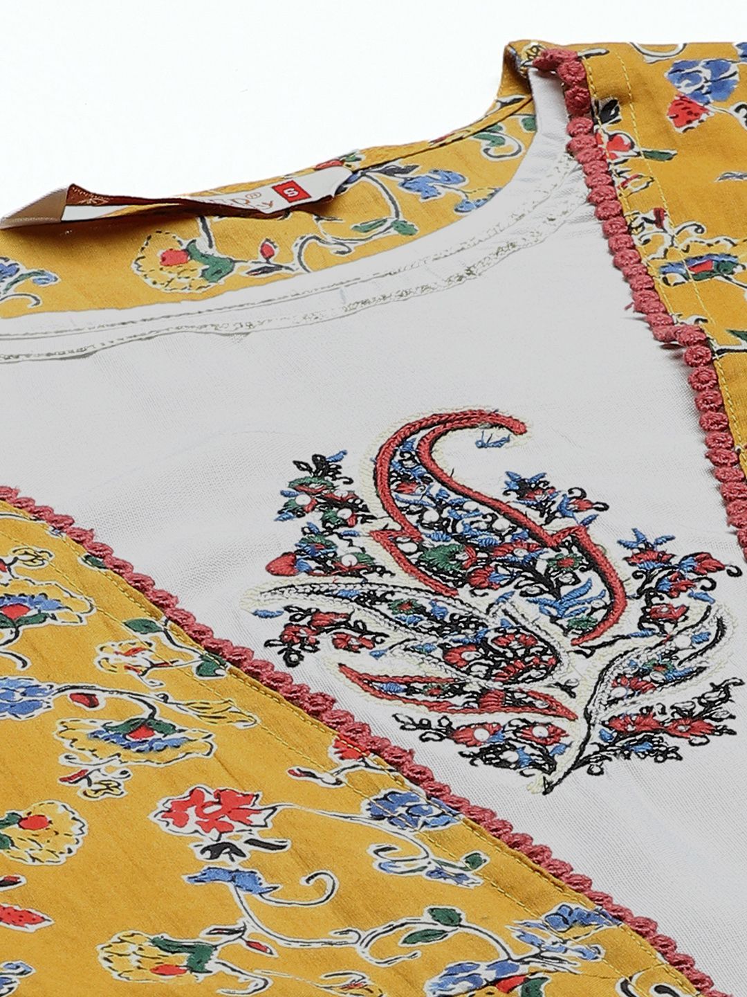 Women's Kurta with Floral Print Jacket and Mask