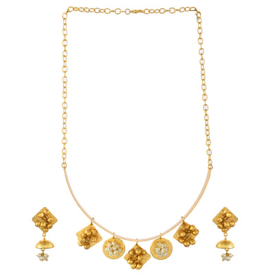 Women's Fancy Round & Square Choker Ghungroo Necklace Set