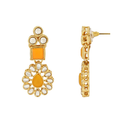 Women's 18K Gold Plated Traditional Kundan Necklace Jewellery Set with Earrings & Maang Tikka 