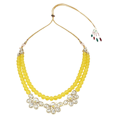 Women's 18K Gold Plated Traditional Kundan & Pearls Necklace Jewellery Set with Earrings