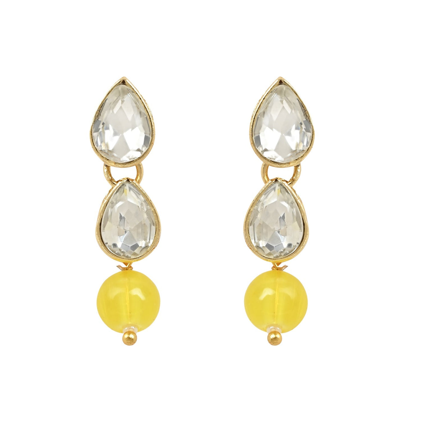 Women's 18K Gold Plated Traditional Kundan & Pearls Necklace Jewellery Set with Earrings