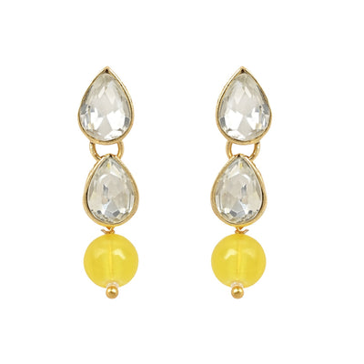 Women's 18K Gold Plated Traditional Kundan & Pearls Necklace Jewellery Set with Earrings