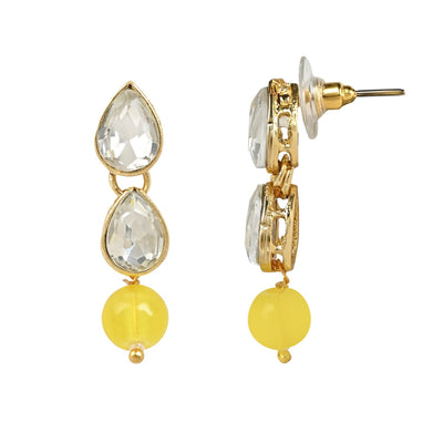 Women's 18K Gold Plated Traditional Kundan & Pearls Necklace Jewellery Set with Earrings