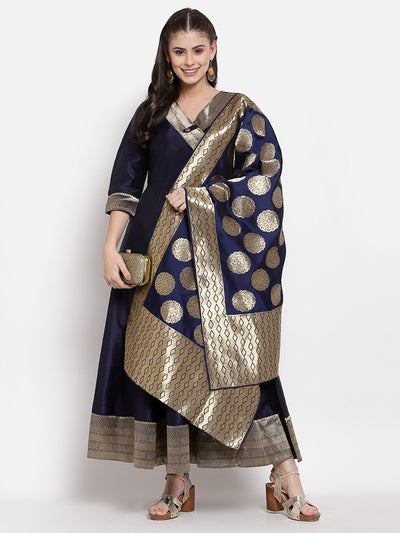 Women's Multi Silk Solid 3/4 Sleeve V Neck Casual Anarkali Gown