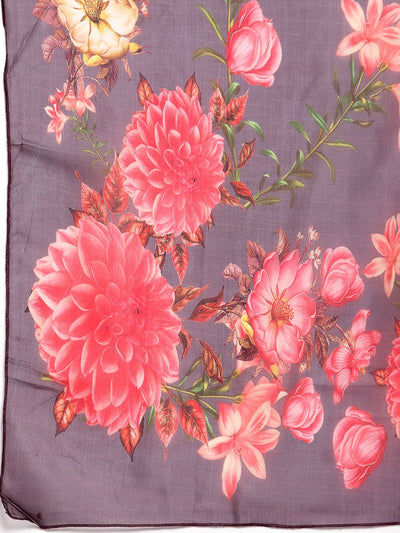 Women's Pink Silk Solid 3/4 Sleeve Round Neck Casual Anarkali Gown