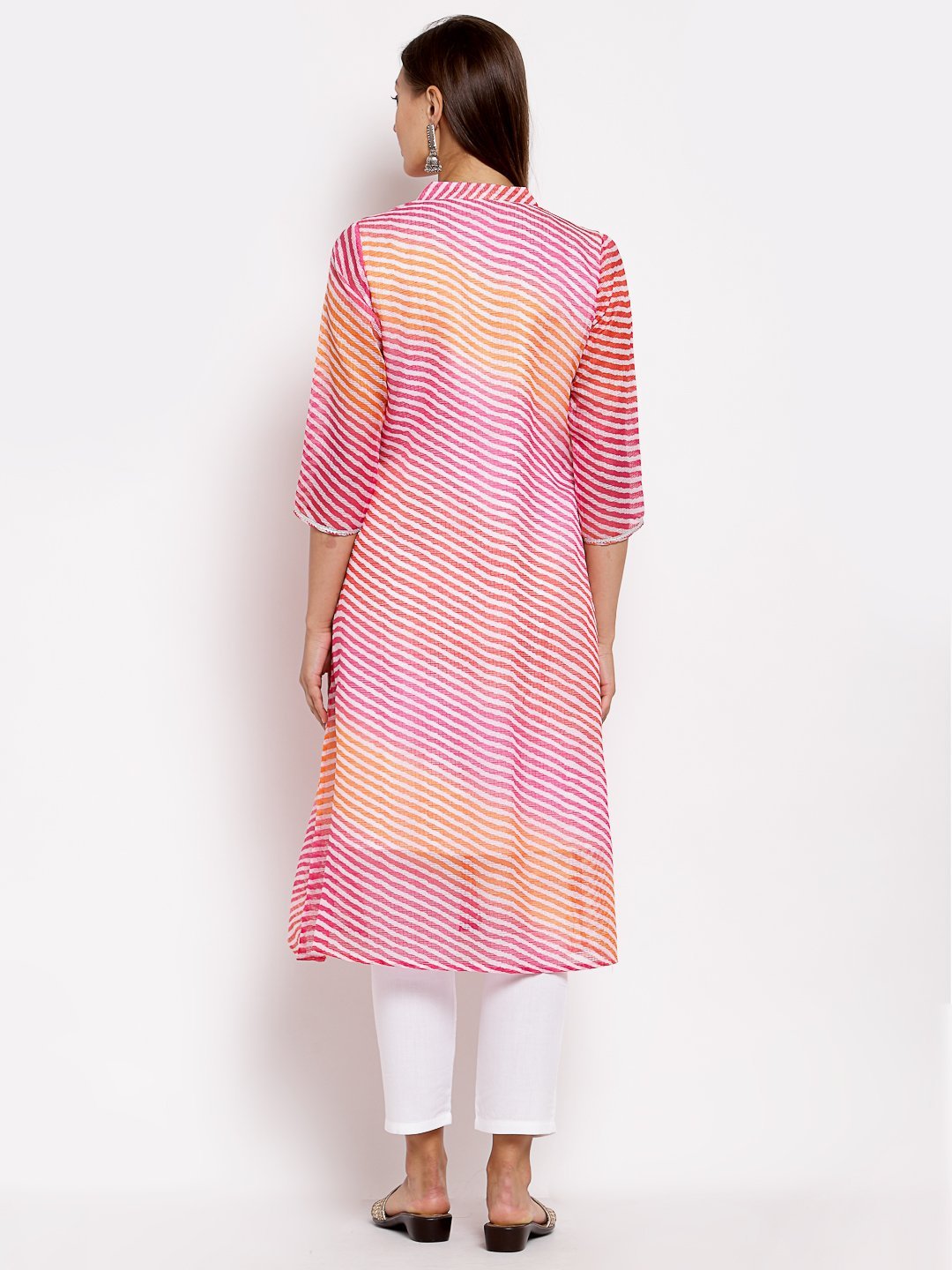 Women Pink Cotton Printed Kurti by Myshka (