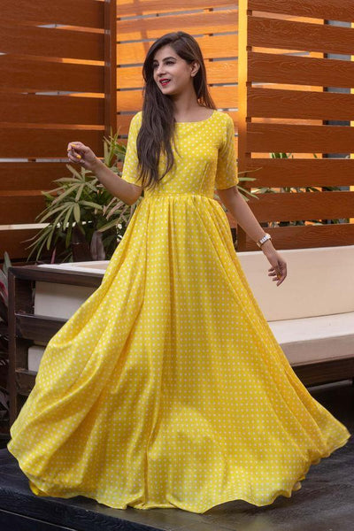 Women's Yellow Polka Dots One Way Gown