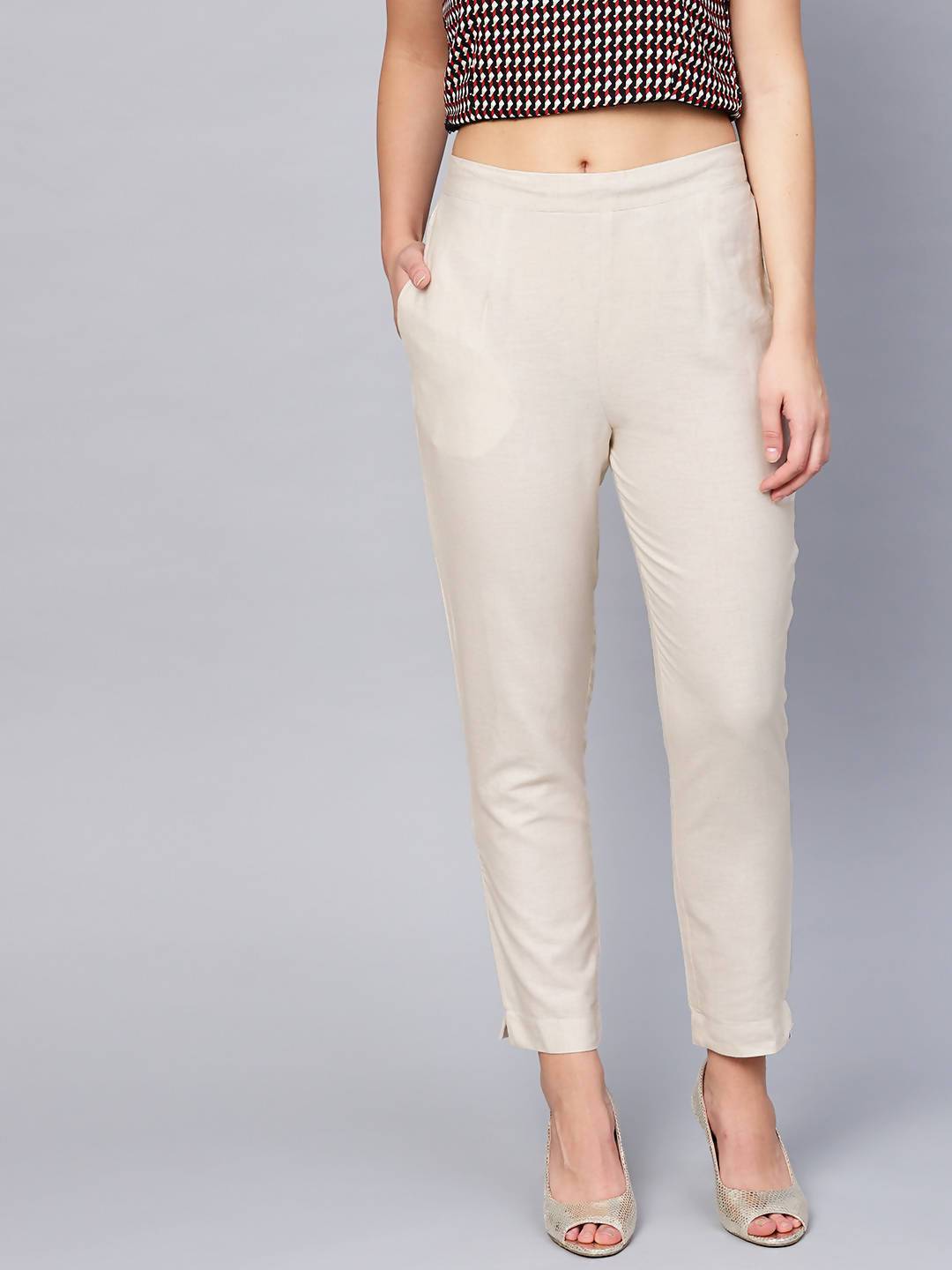Buy_Women's_Off-White_Cotton_Solid_Cigarette_Pants_Online_Trendia