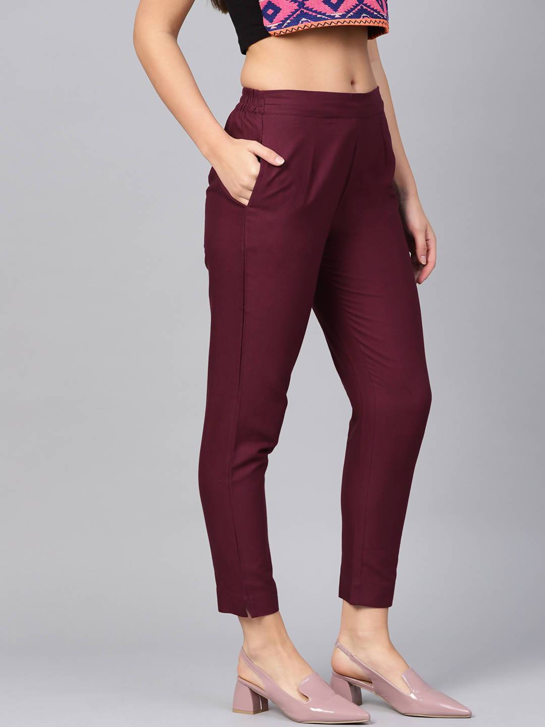 Women's Cotton Solid Straight Pants