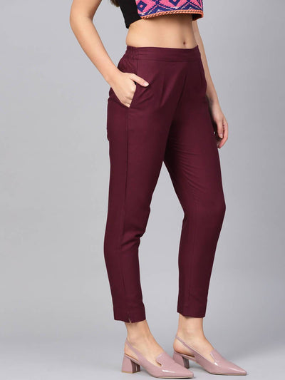 Women's Cotton Solid Straight Pants