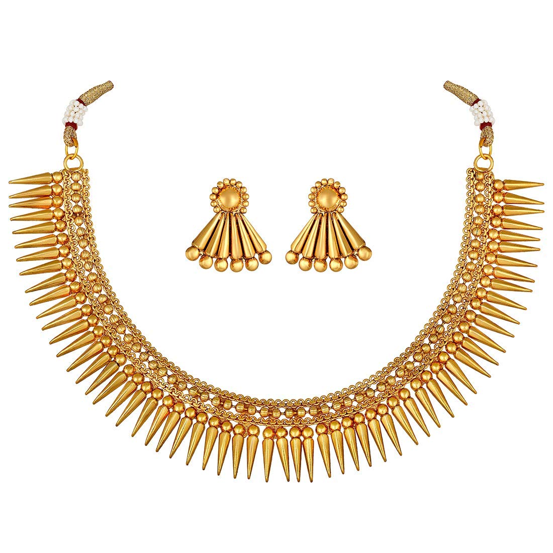 Women's 18K Gold Plated Traditional Stylish Golden Necklace with Earrings