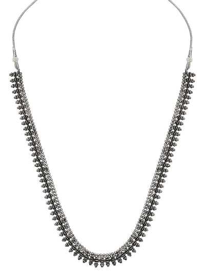 Women's 18K Silver Oxidised Traditional Style Necklace With Choker & Earrin